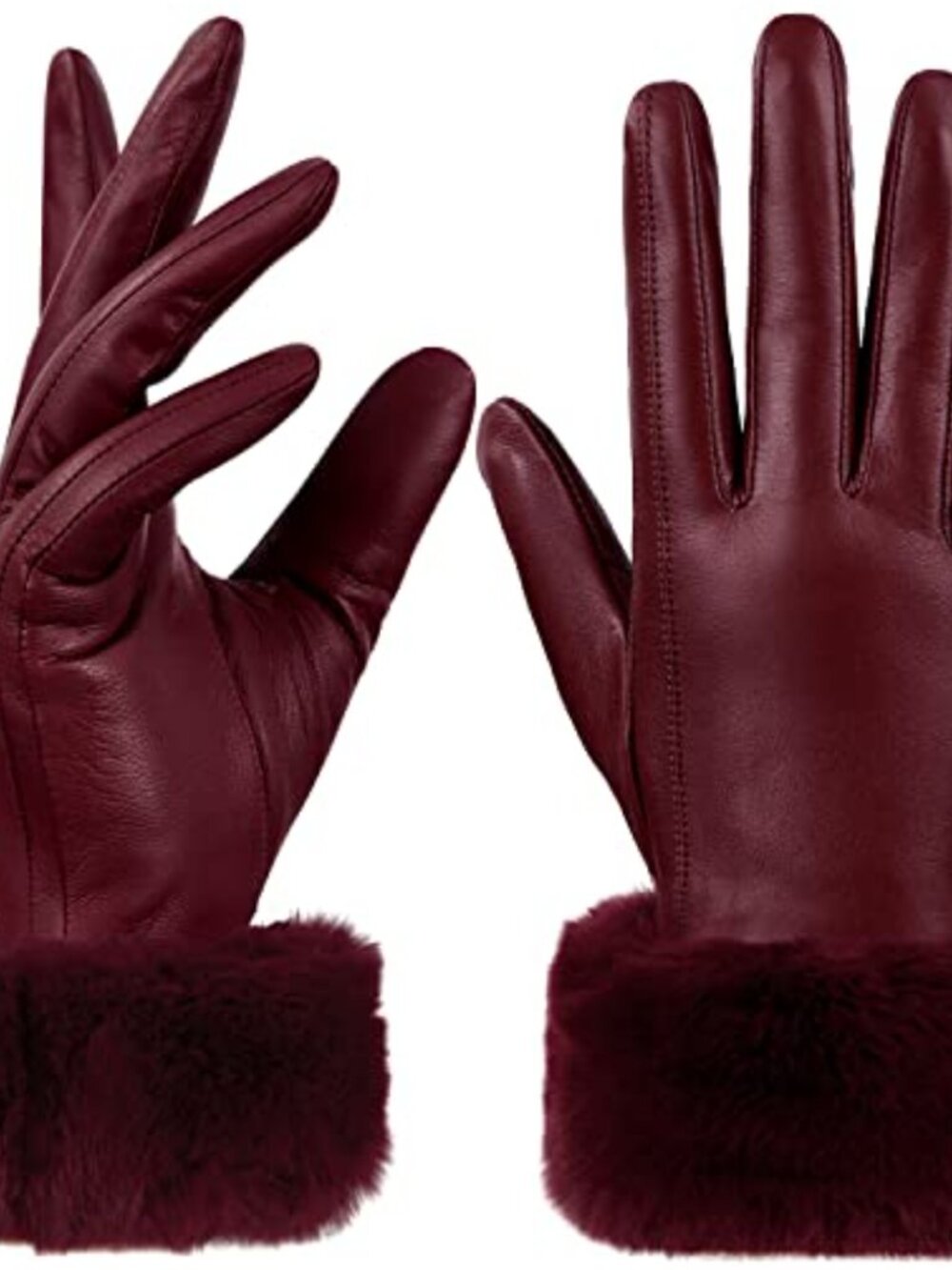 Sheepskin Leather Winter Gloves Touchscreen Fur Lined